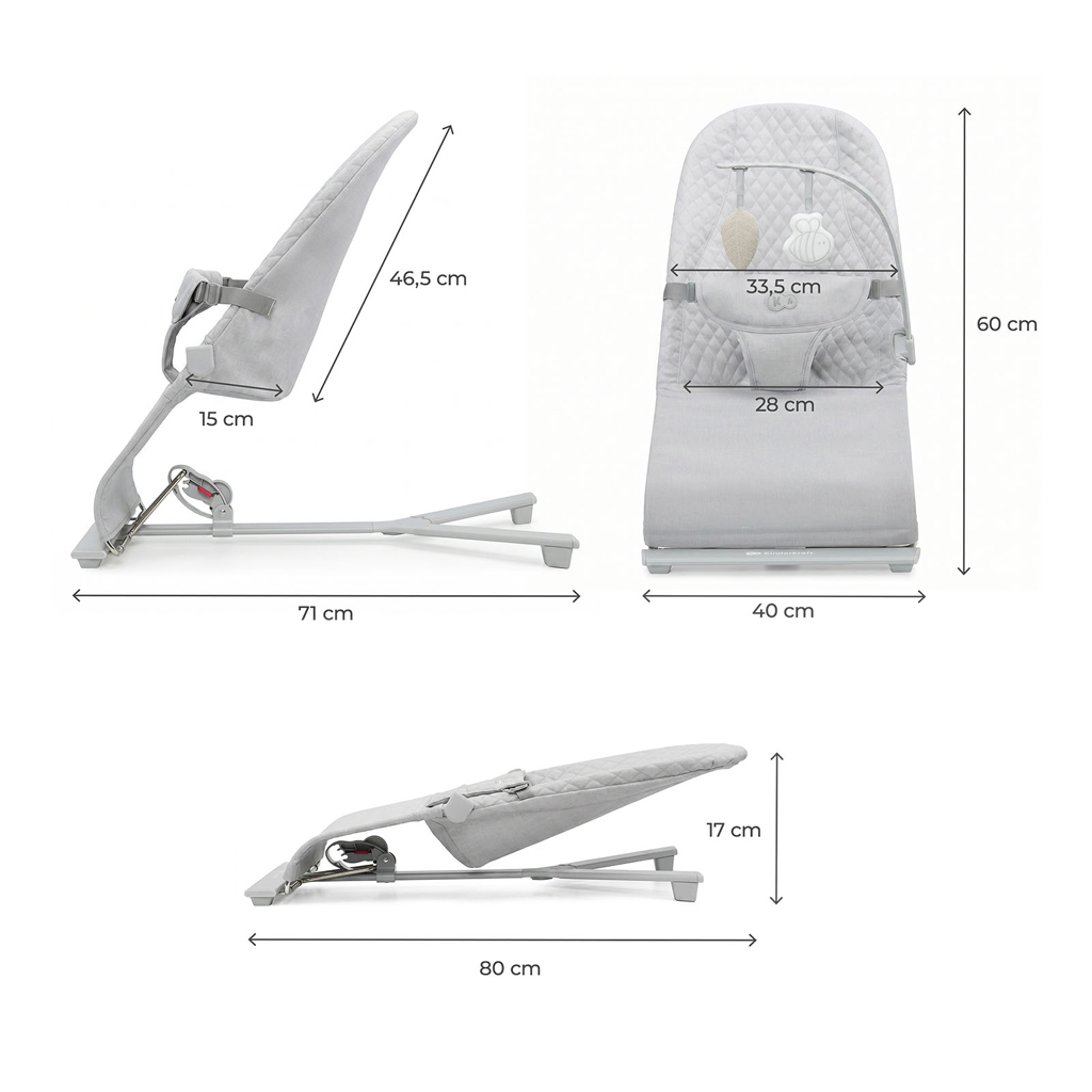 KINDERKRAFT Lehátko pohupujúce Mimi Light grey, do 9 kg
