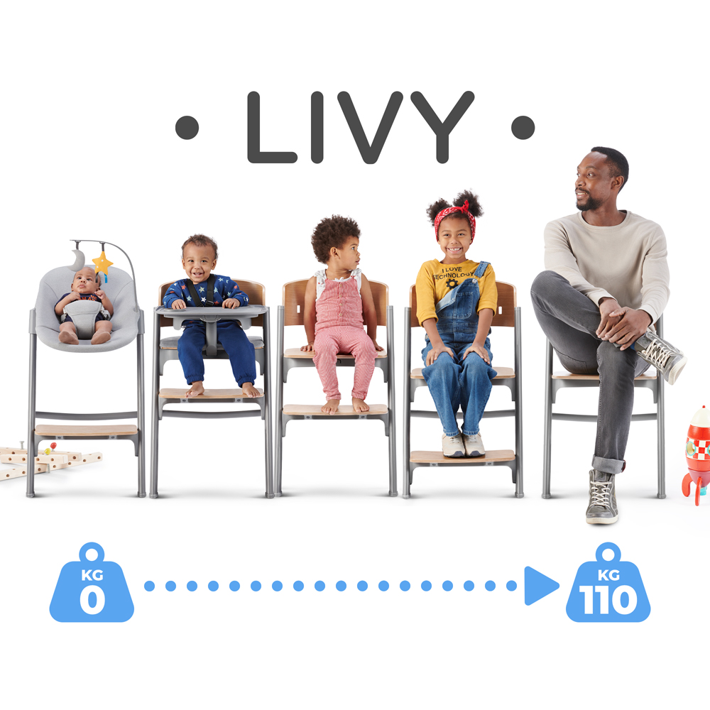 KINDERKRAFT SELECT Set jedálenská stolička Livy Oak + lehátko Calmee, Premium