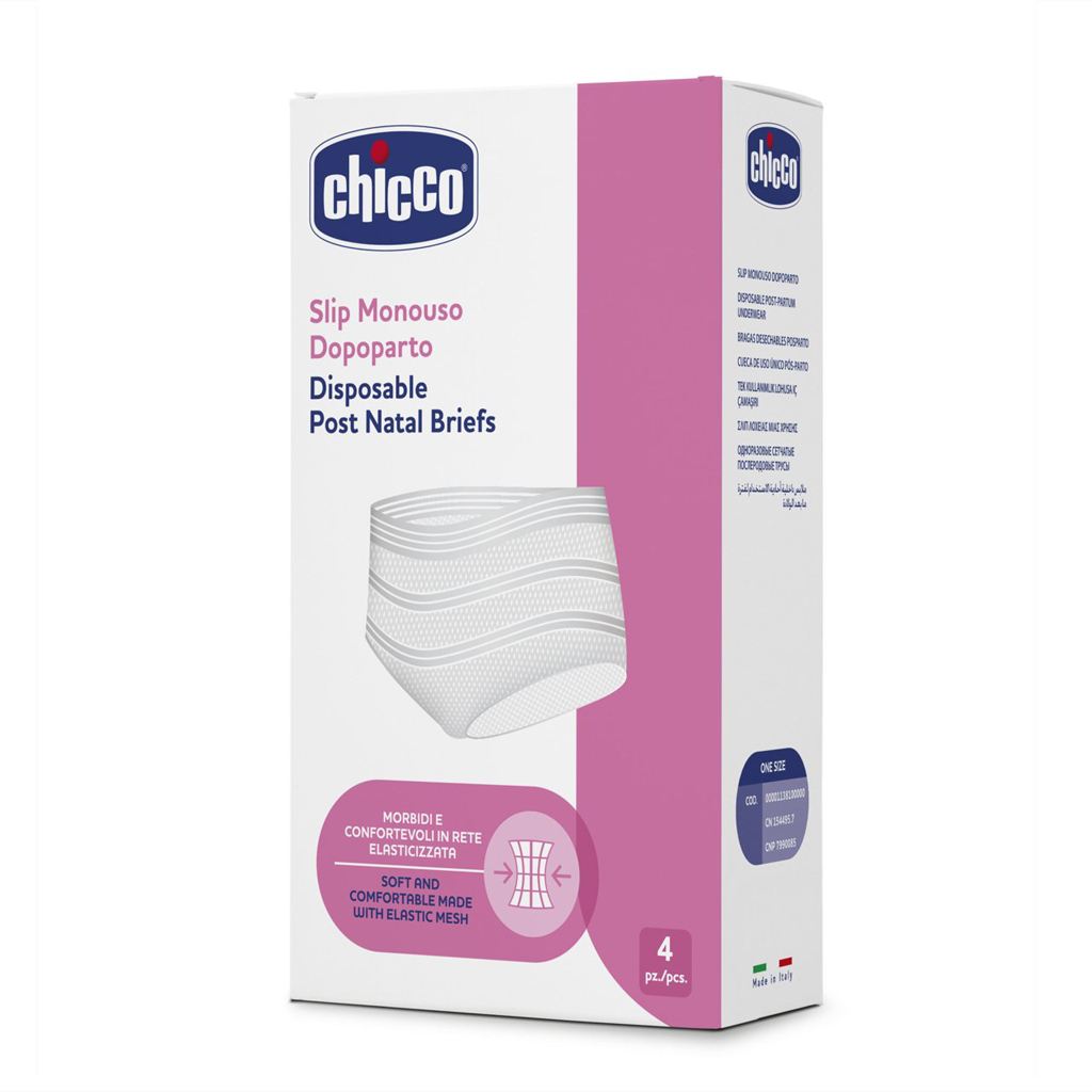 CHICCO Popôrodné vložky 30 ks + Jednorazové sieťované elastické nohavičky po pôrode 4 ks