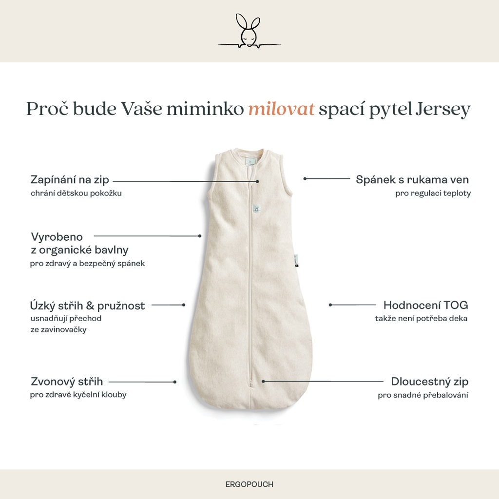 ERGOPOUCH Vak na spanie organická bavlna Jersey Lullaby 8-24m, 8-14kg, 1,0tog