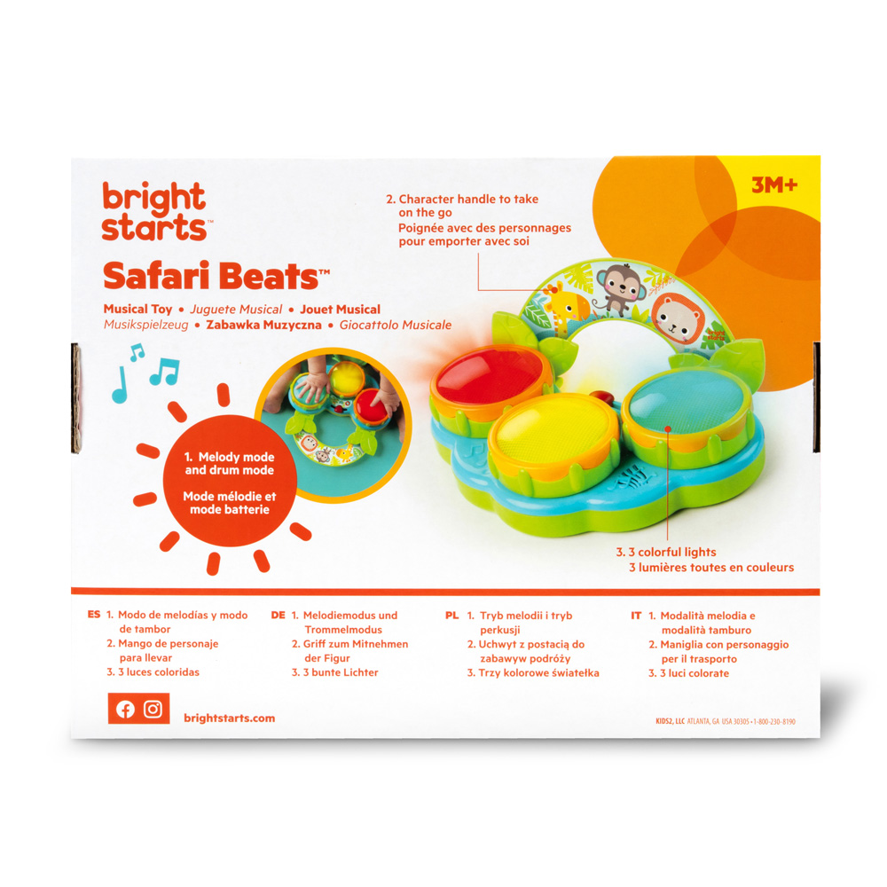 BRIGHT STARTS Hračka bubny Safari Beats™ 3m+