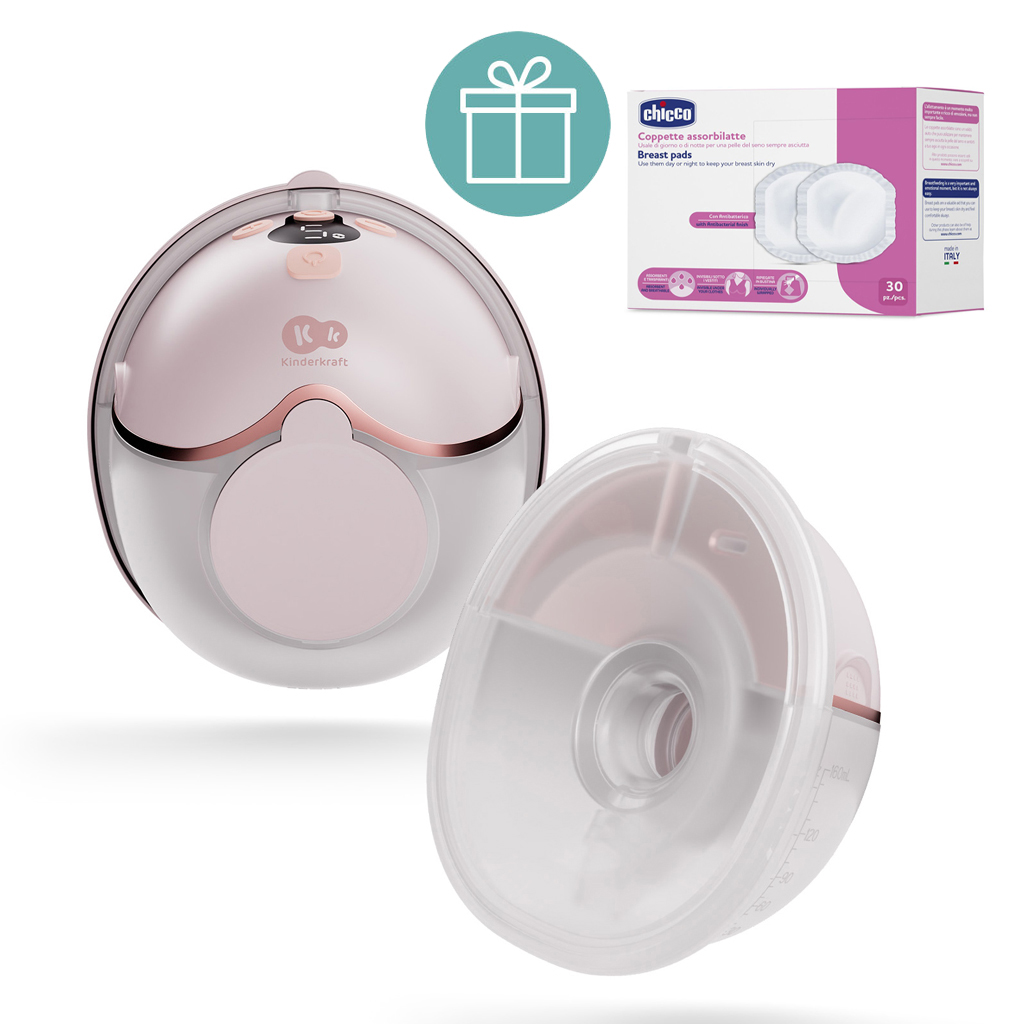 KINDERKRAFT Odsávačka mlieka Single Hands-free Mamaflow Pink + CHICCO Vložky do podprsenky 30ks