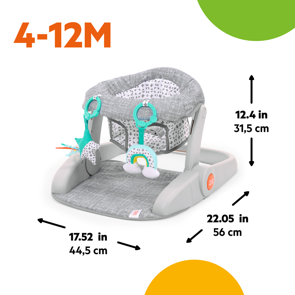 BRIGHT STARTS Kresielko učiace s hračkami pripravené na cestovanie Learn-to-Sit™ Grey, 4m+