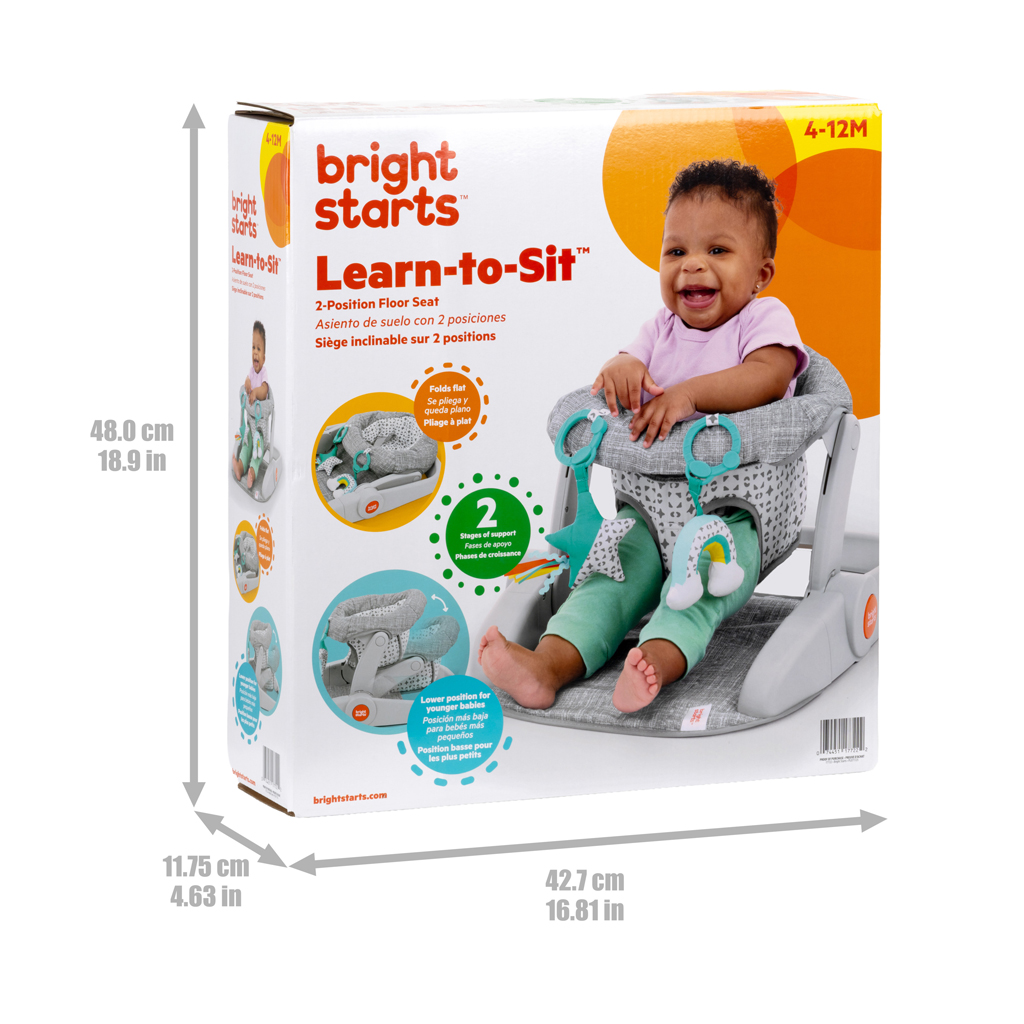 BRIGHT STARTS Kresielko učiace s hračkami pripravené na cestovanie Learn-to-Sit™ Grey, 4m+