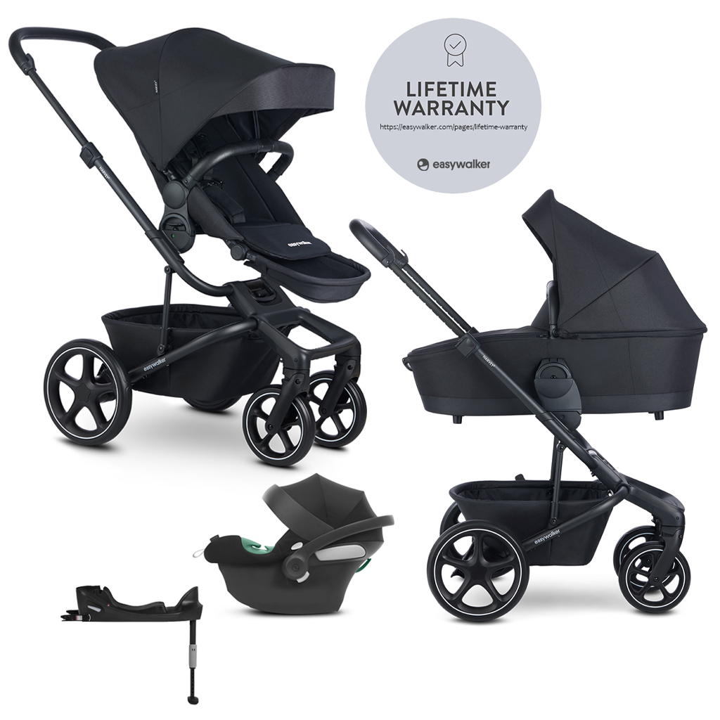 EASYWALKER SET Kočík 4v1 Harvey⁵ 2v1 Midnight Black LITE RWS +CYBEX Aton B2 i-Size,základňa