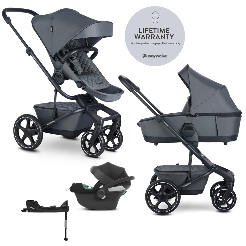 EASYWALKER SET Kočík 4v1 Harvey⁵ Premium 2v1 Mineral Grey LITE RWS + CYBEX Aton B2 i-Size + základňa
