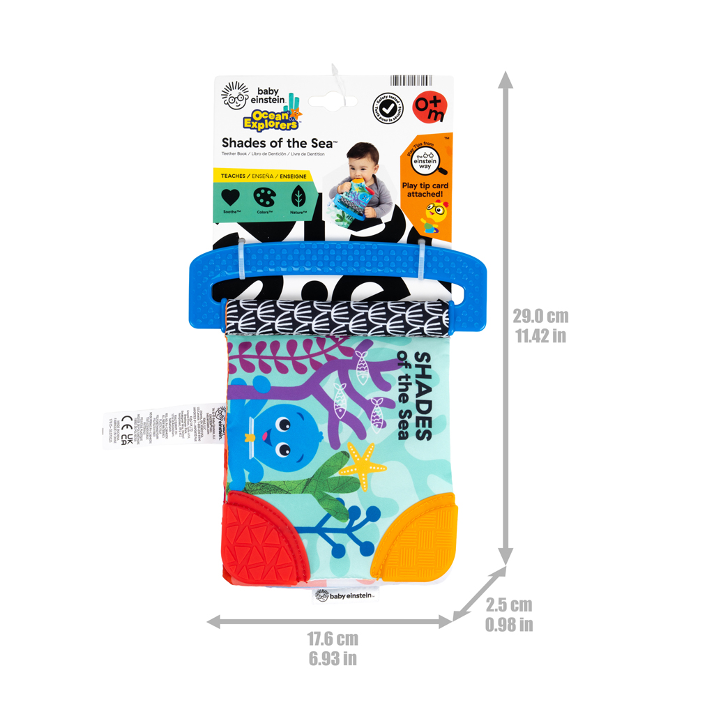 BABY EINSTEIN Knižka mäkká s hryzátkami a textúrami Shades of the Sea™, 0m+