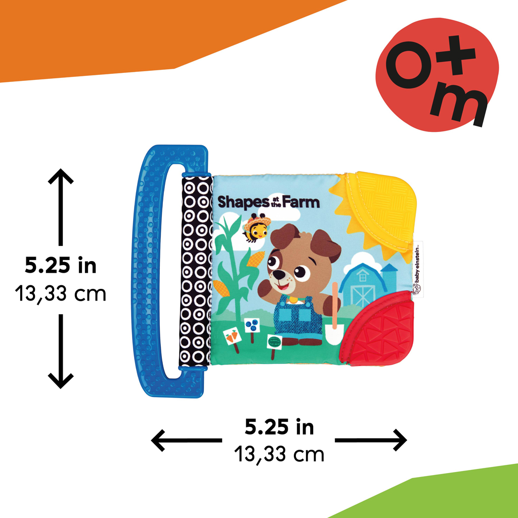 BABY EINSTEIN Knižka mäkká s hryzátkami a textúrami Shapes at the Farm™, 0m+