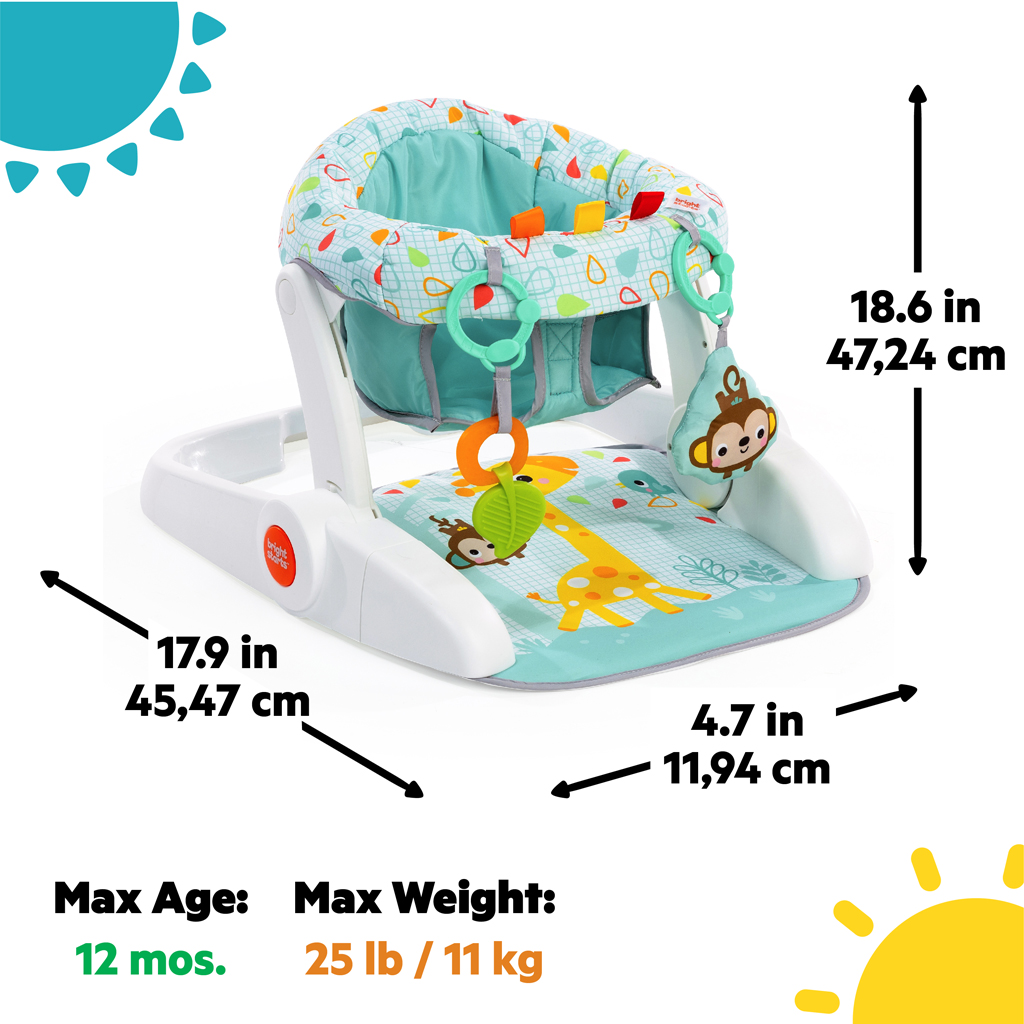 BRIGHT STARTS Kresielko učiace s hračkami pripravené na cestovanie Learn-to-Sit™, 4m+