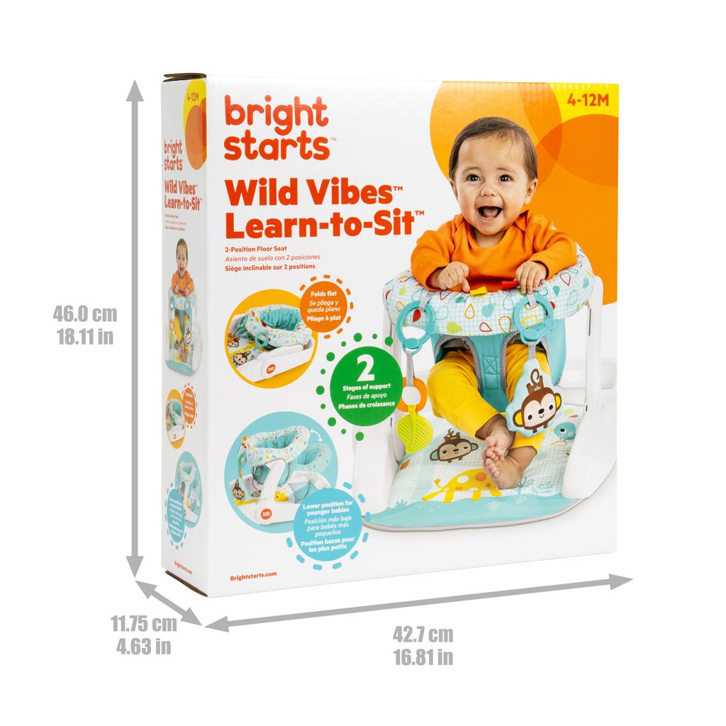 BRIGHT STARTS Kresielko učiace s hračkami pripravené na cestovanie Learn-to-Sit™, 4m+