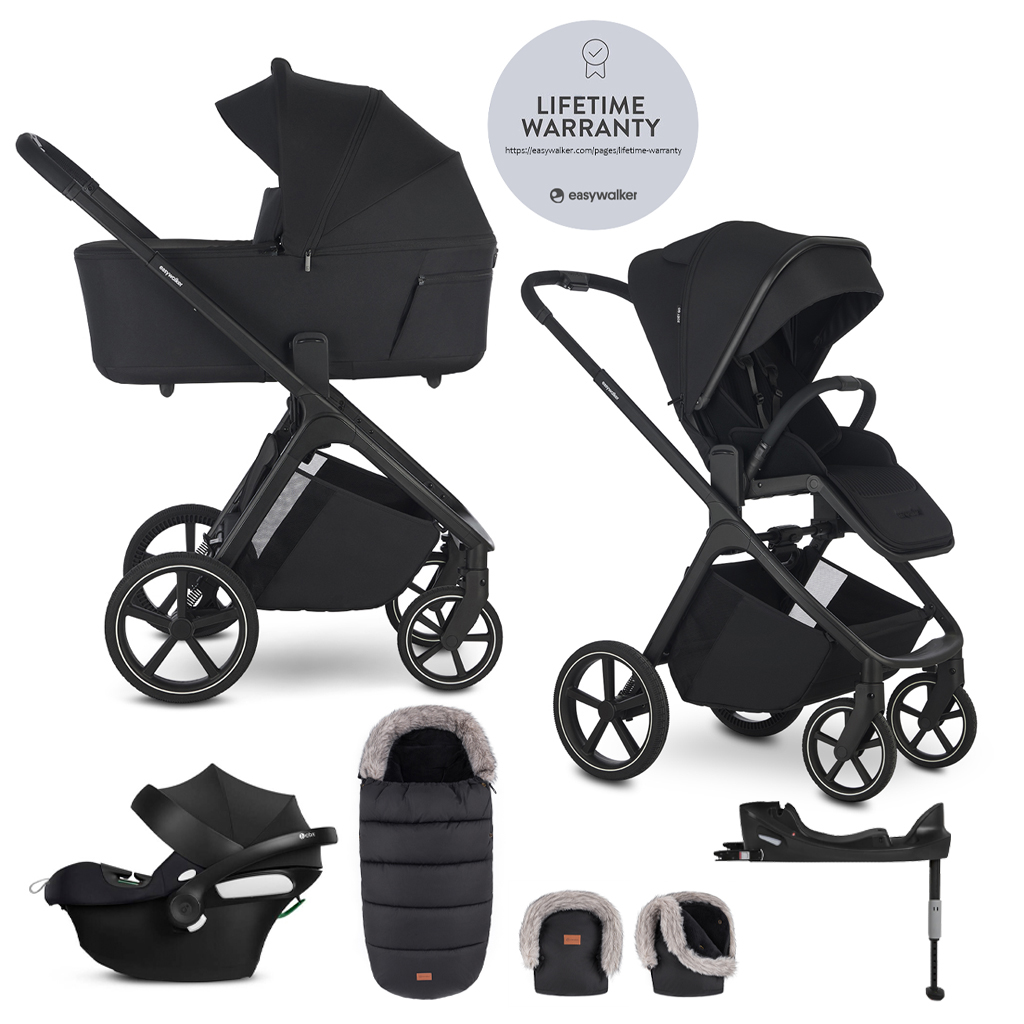 EASYWALKER Set kočík 4v1 Zoey Go Pure Black XL + CBX Aton B2 i-Size + CYBEX Base One