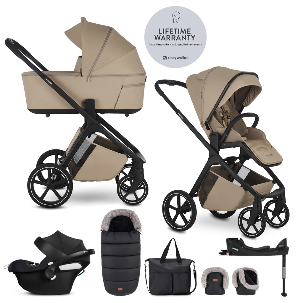 EASYWALKER Set kočík 4v1 Zoey Go Sand Taupe XXL Limited + CBX Aton B2 i-Size + Cybex Base One