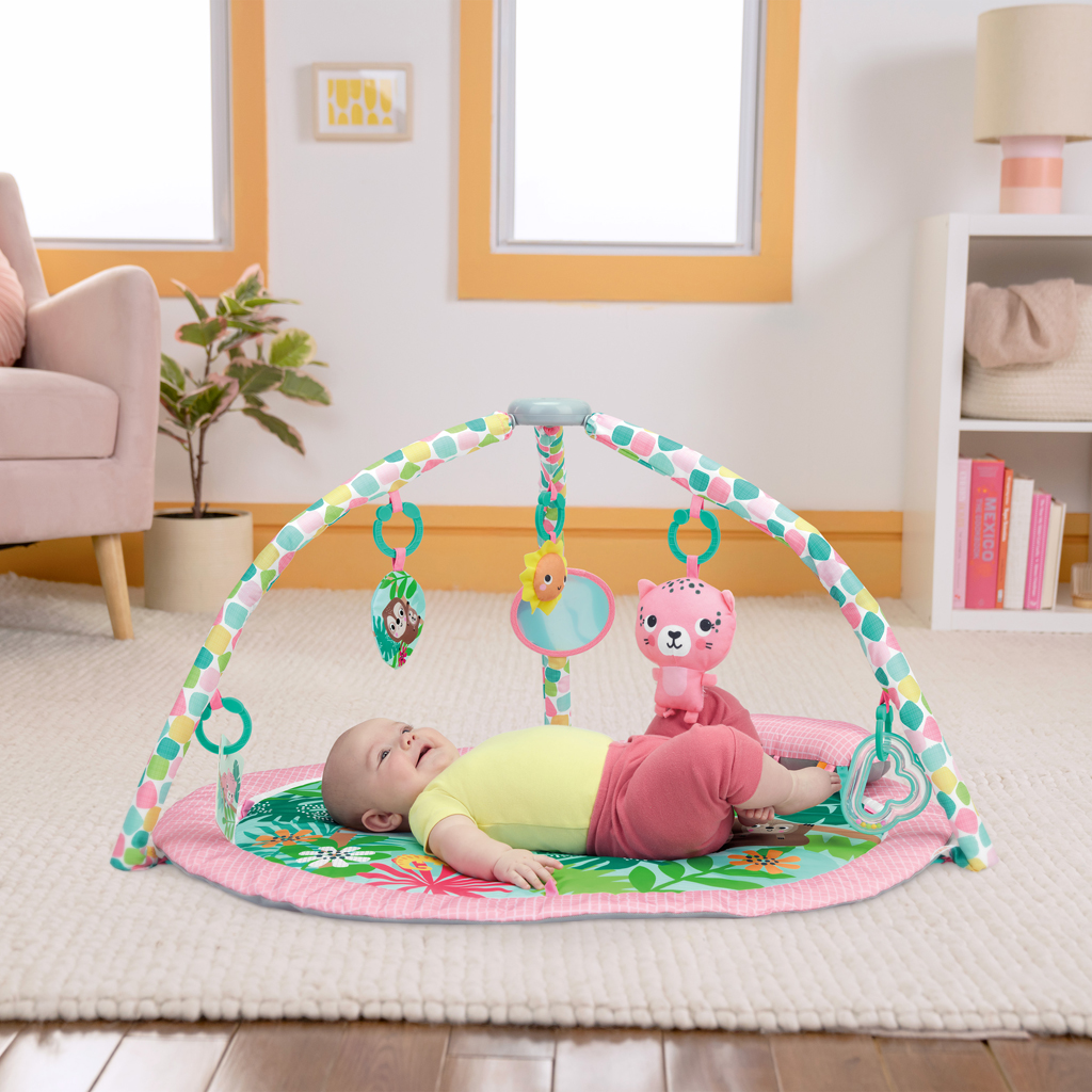 BRIGHT STARTS Deka na hranie pre rozvoj motoriky a zmyslov POP 'N Wiggle Rosy Rainforest™, 0m+