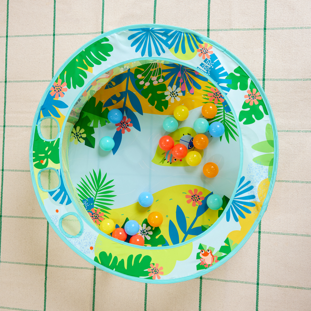 BRIGHT STARTS Hrací bazénik s loptičkami Rowdy Rainforest™ Stow &amp; Go, 6m+