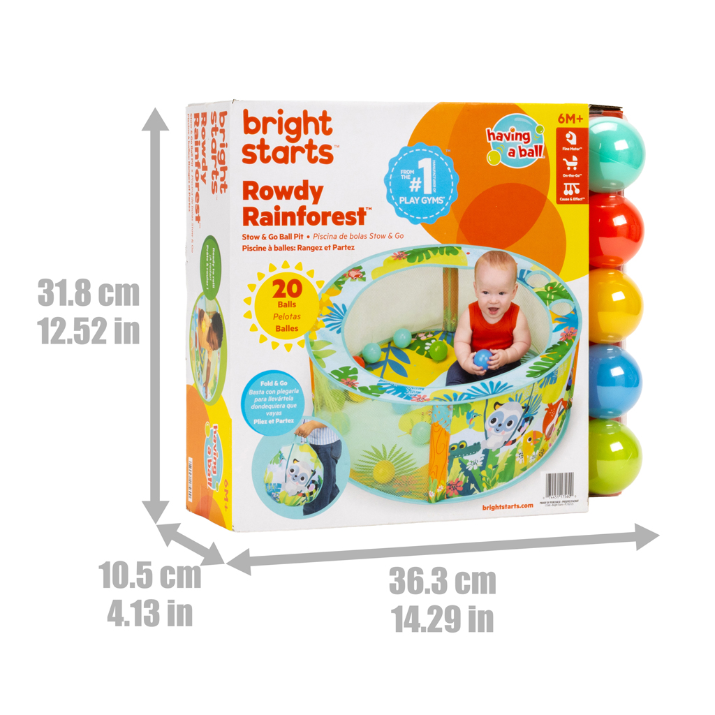 BRIGHT STARTS Hrací bazénik s loptičkami Rowdy Rainforest™ Stow &amp; Go, 6m+
