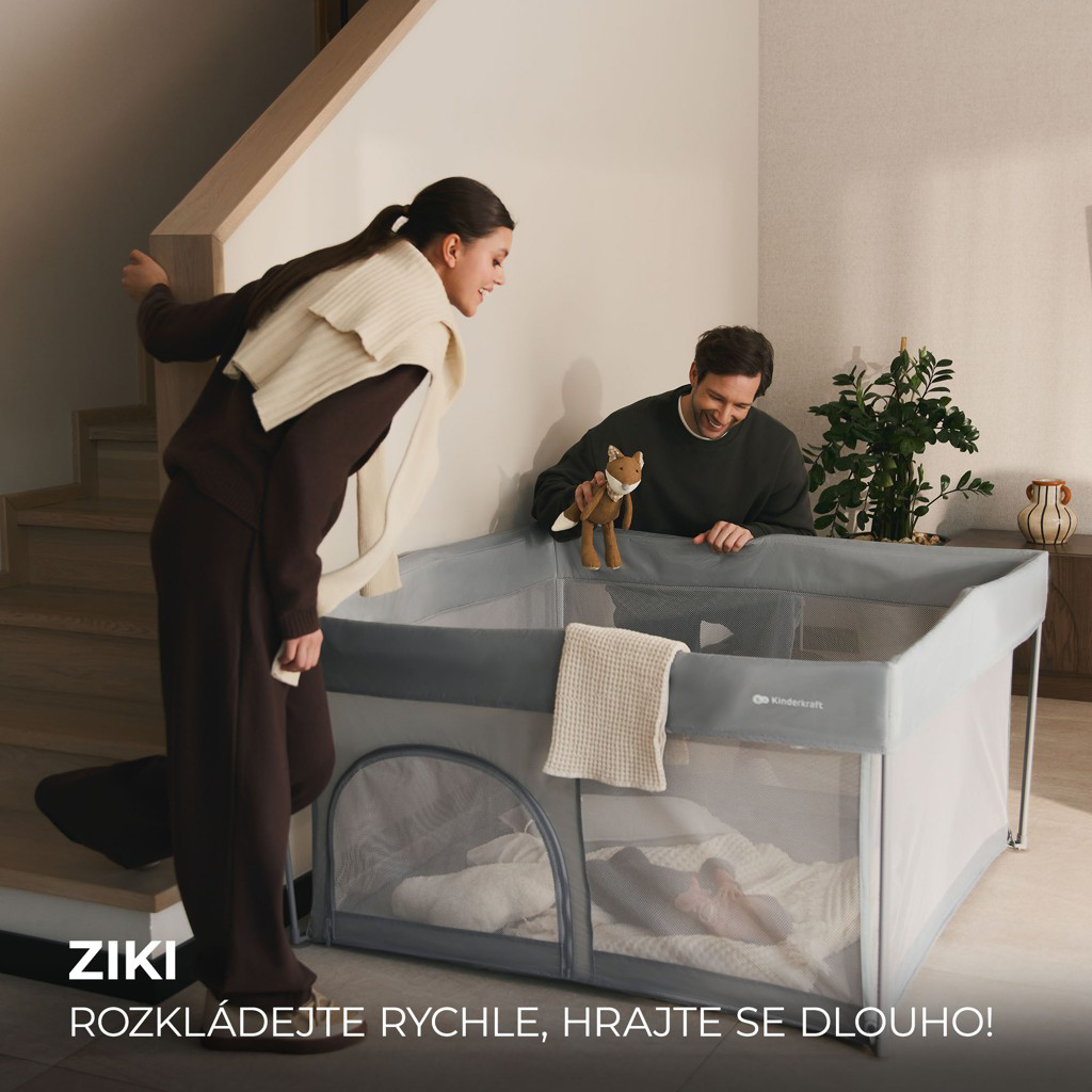 KINDERKRAFT Ohrádka pre deti skladacia Ziki Light Grey