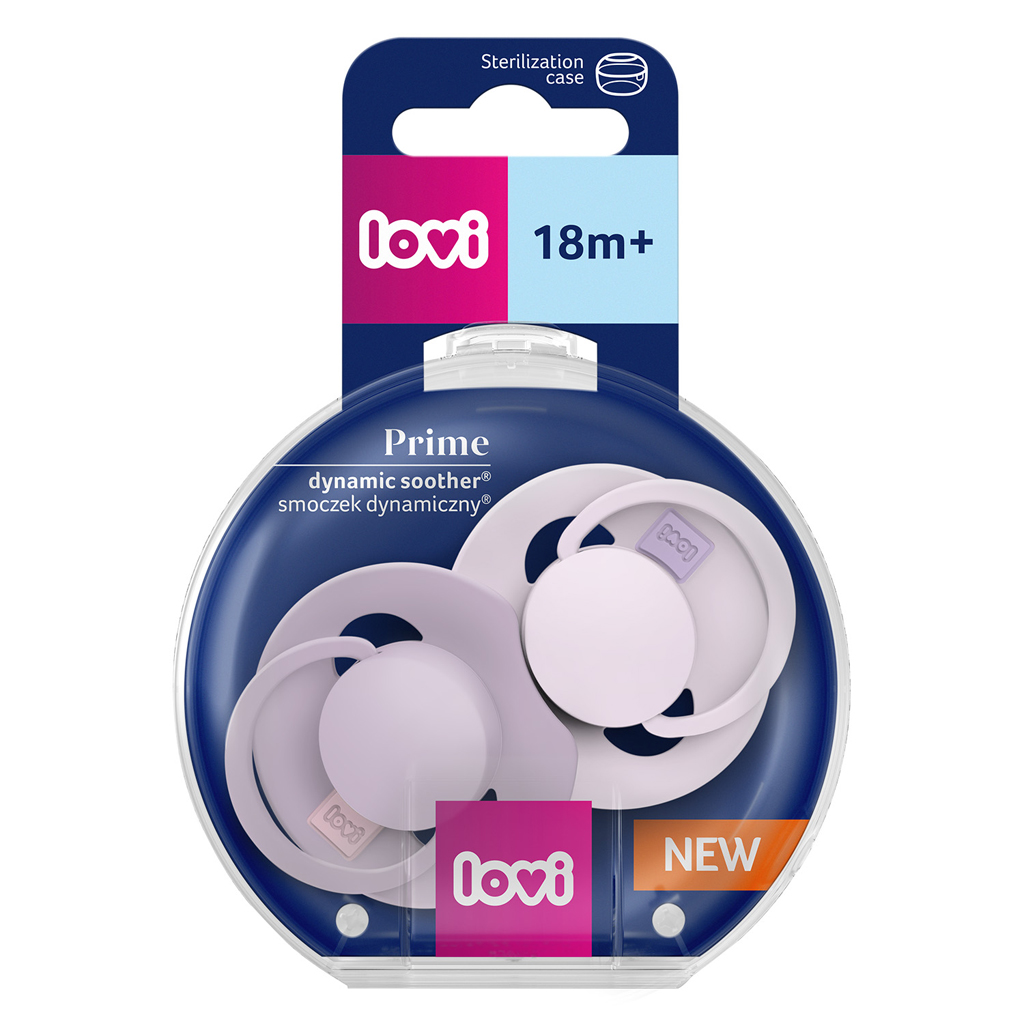 LOVI Cumlík silikónový dynamický Prime 18m+ 2ks Baby Lilac/Violet