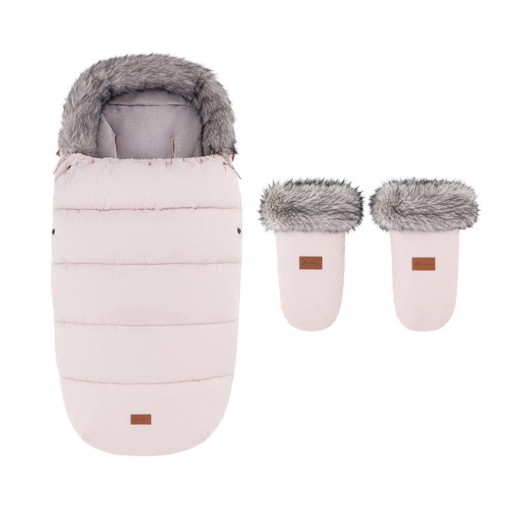 PETITE&amp;MARS Set zimný fusak Comfy 4v1 + rukavice na kočík Fjora Rose Petal