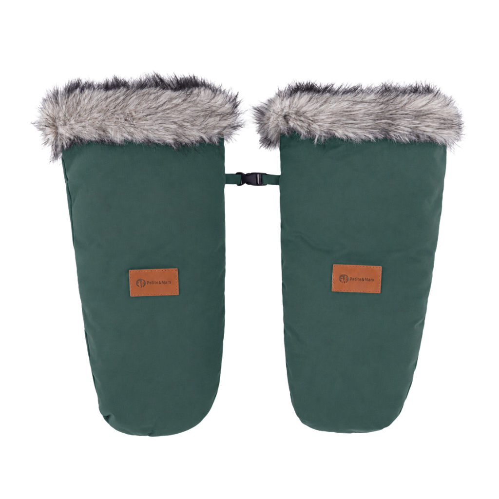 PETITE&amp;MARS Set zimný fusak Comfy 4v1 + rukavice na kočík Fjora Veritable Khaki