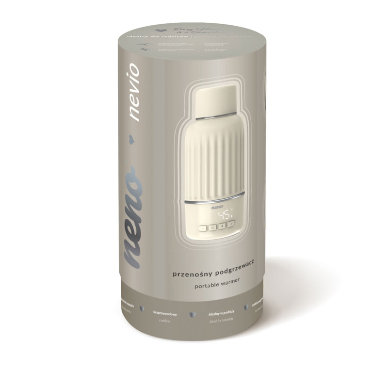 NENO Ohrievač mlieka, vody a nápojov Nevio bezdrôtový s funkciou preplachu, 500 ml, 35–55 °C, USB-C