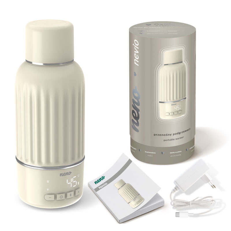 NENO Ohrievač mlieka, vody a nápojov Nevio bezdrôtový s funkciou preplachu, 500 ml, 35–55 °C, USB-C