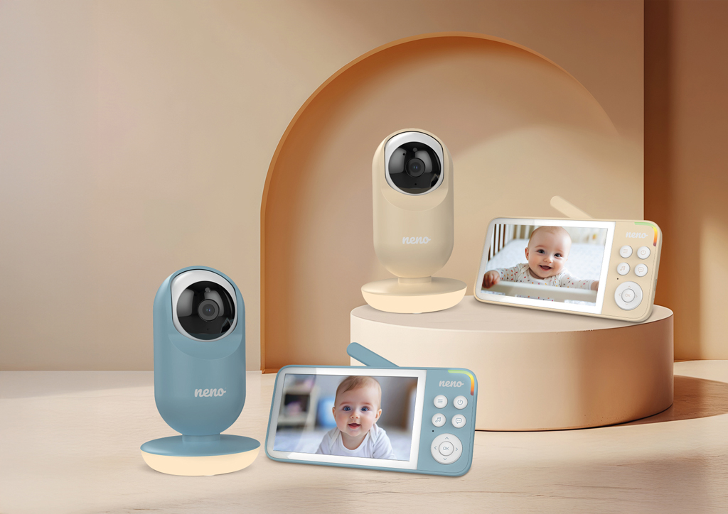 NENO Video pestúnka Vedo, bezdrôtový 5" monitor, otočná kamera 355°, nočné svetlo, biely šum Blue