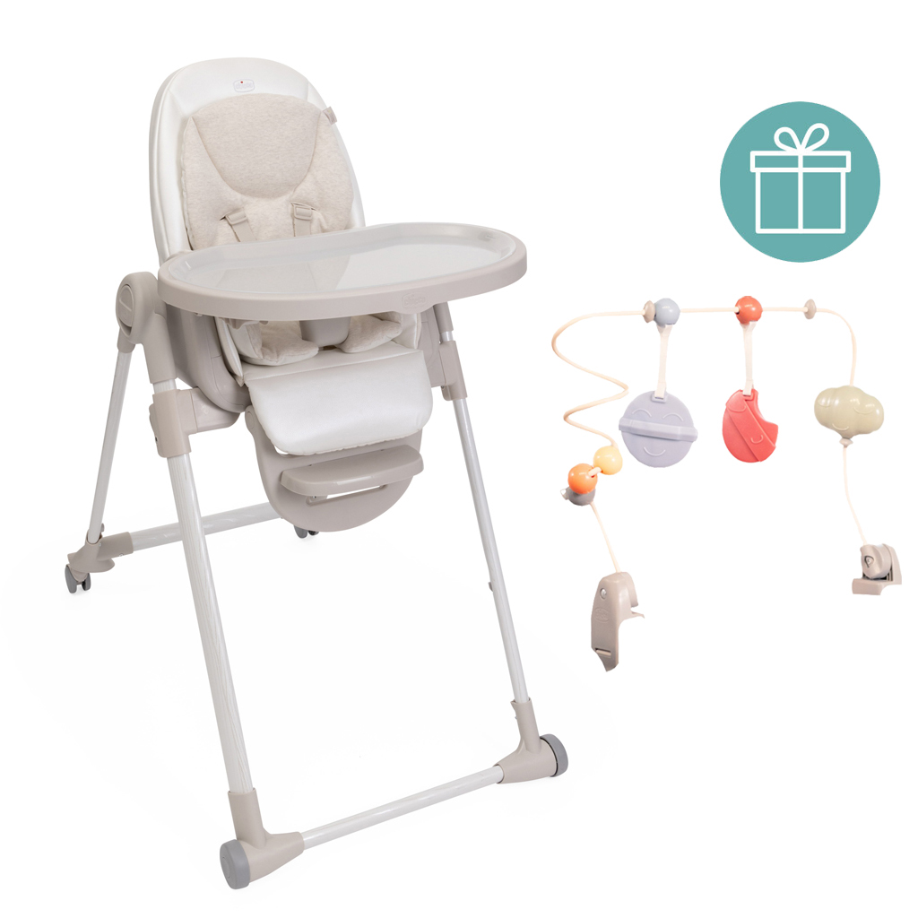CHICCO Stolička jedálenská Polly Armonia - Mother Pearl + Hrazdička Rainbow