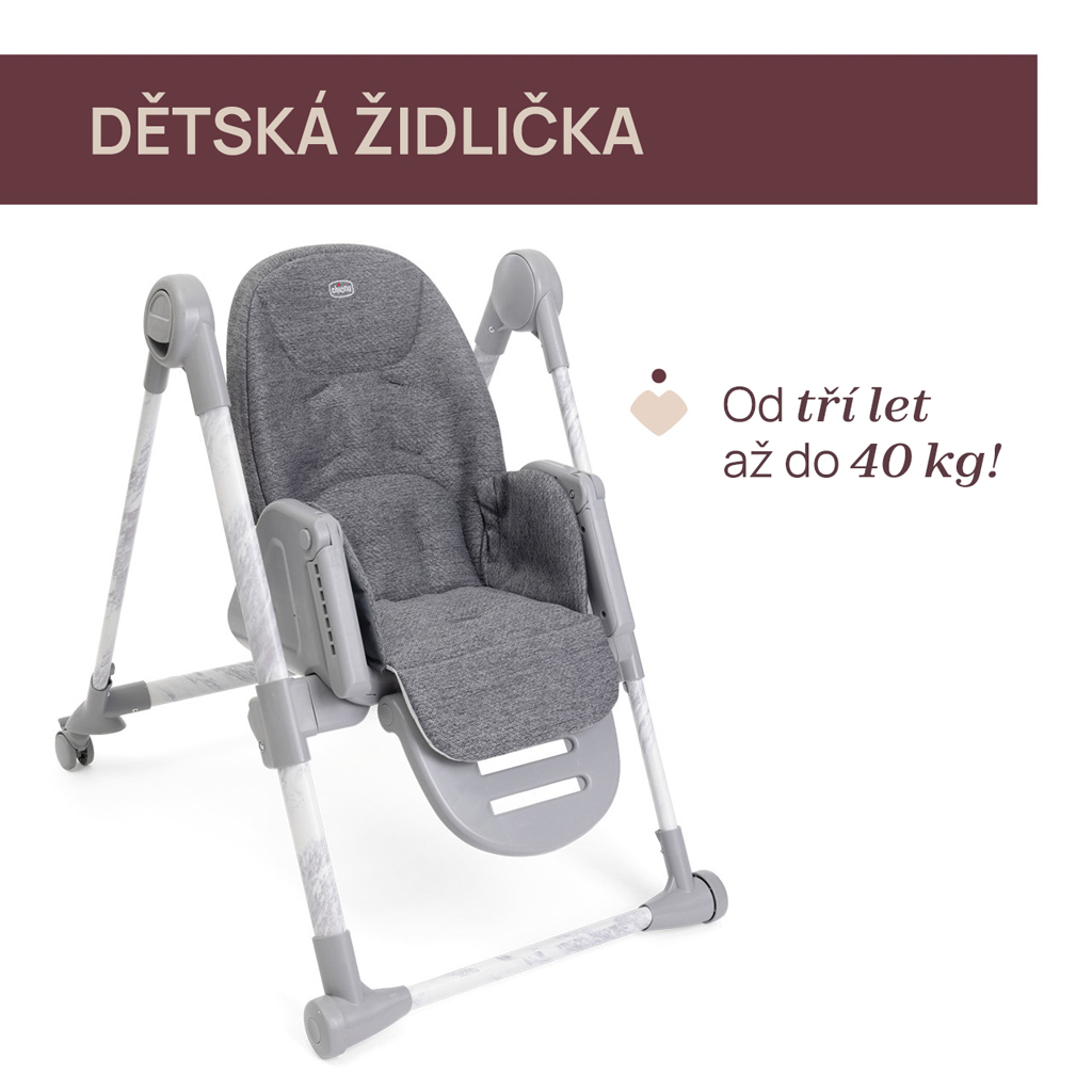 CHICCO Stolička jedálenská Polly Armonia - Mother Pearl + Hrazdička Rainbow