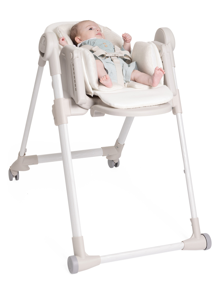 CHICCO Stolička jedálenská Polly Armonia - Mother Pearl + Hrazdička Rainbow
