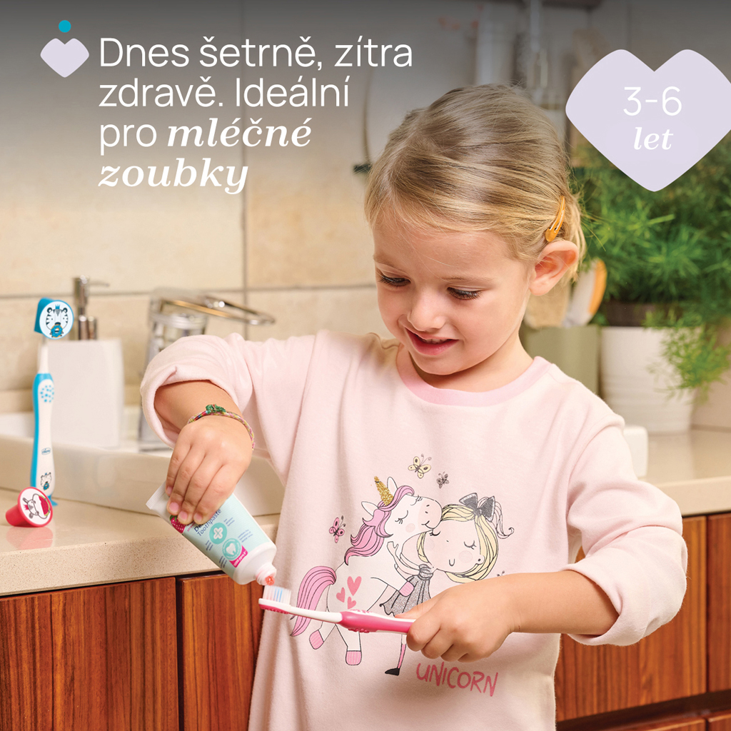 CHICCO Kefka zubná pre deti Hippo 3-6r