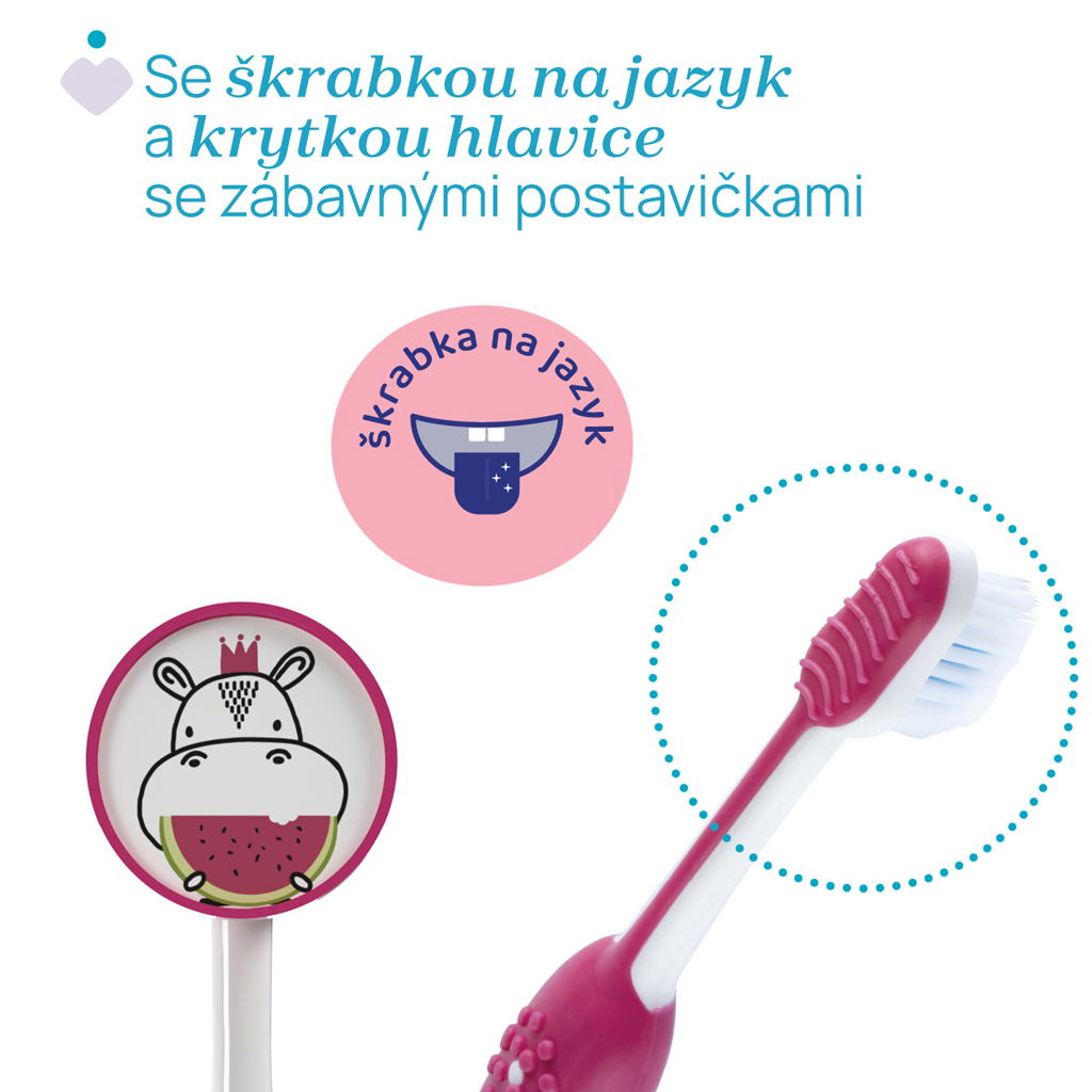 CHICCO Kefka zubná pre deti Hippo 3-6r