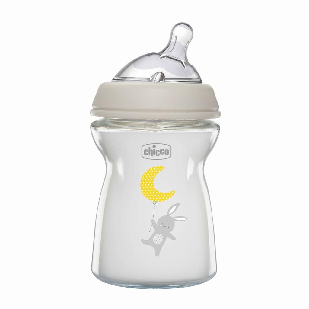 CHICCO Fľaša dojčenská antikolik sklo Natural Feeling 250 ml neutral 0m+