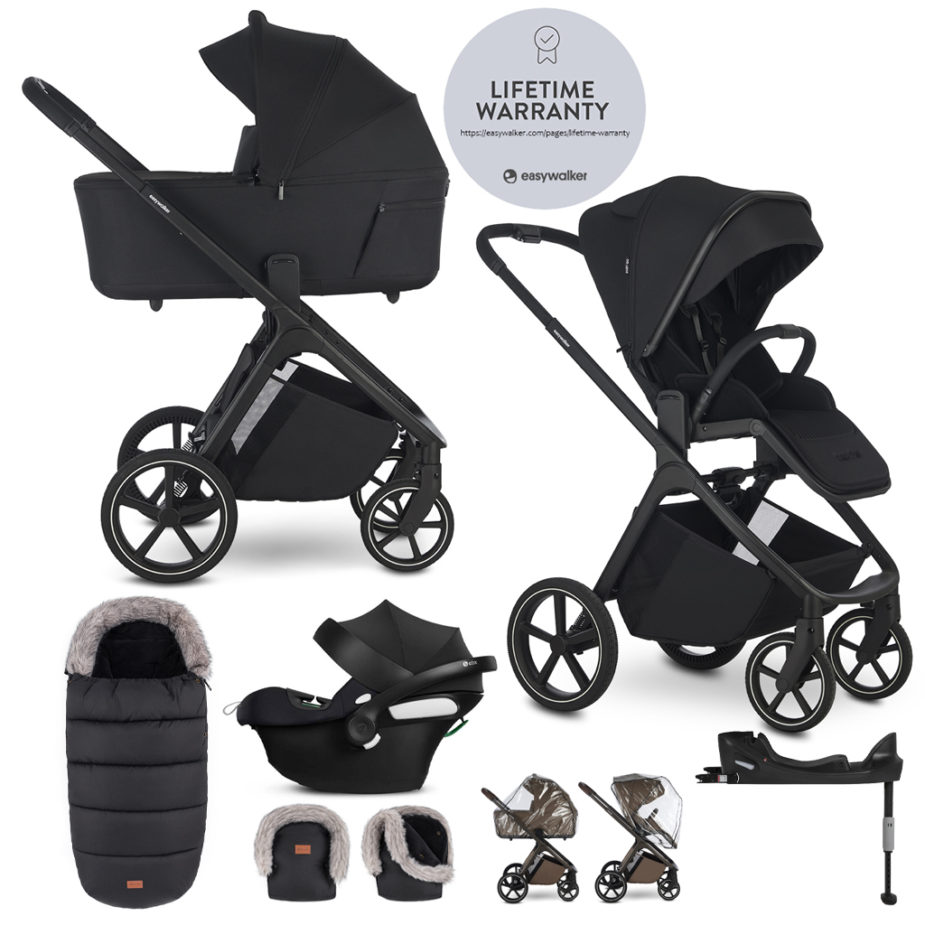 EASYWALKER Set kočík 4v1 Zoey Go Pure Black XL + CBX Aton B2 i-Size + CYBEX Base One