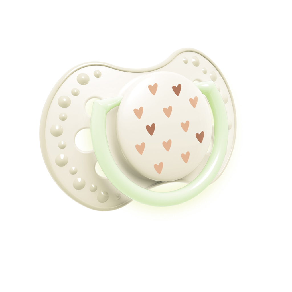 LOVI Cumlík svietiaci silikónový dynamický Teddy love 6-18m 2ks