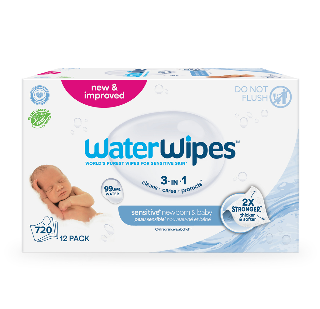 12X WATERWIPES Obrúsky vlhčené Newborn&amp;Baby 3in1 60 ks(720 ks) 