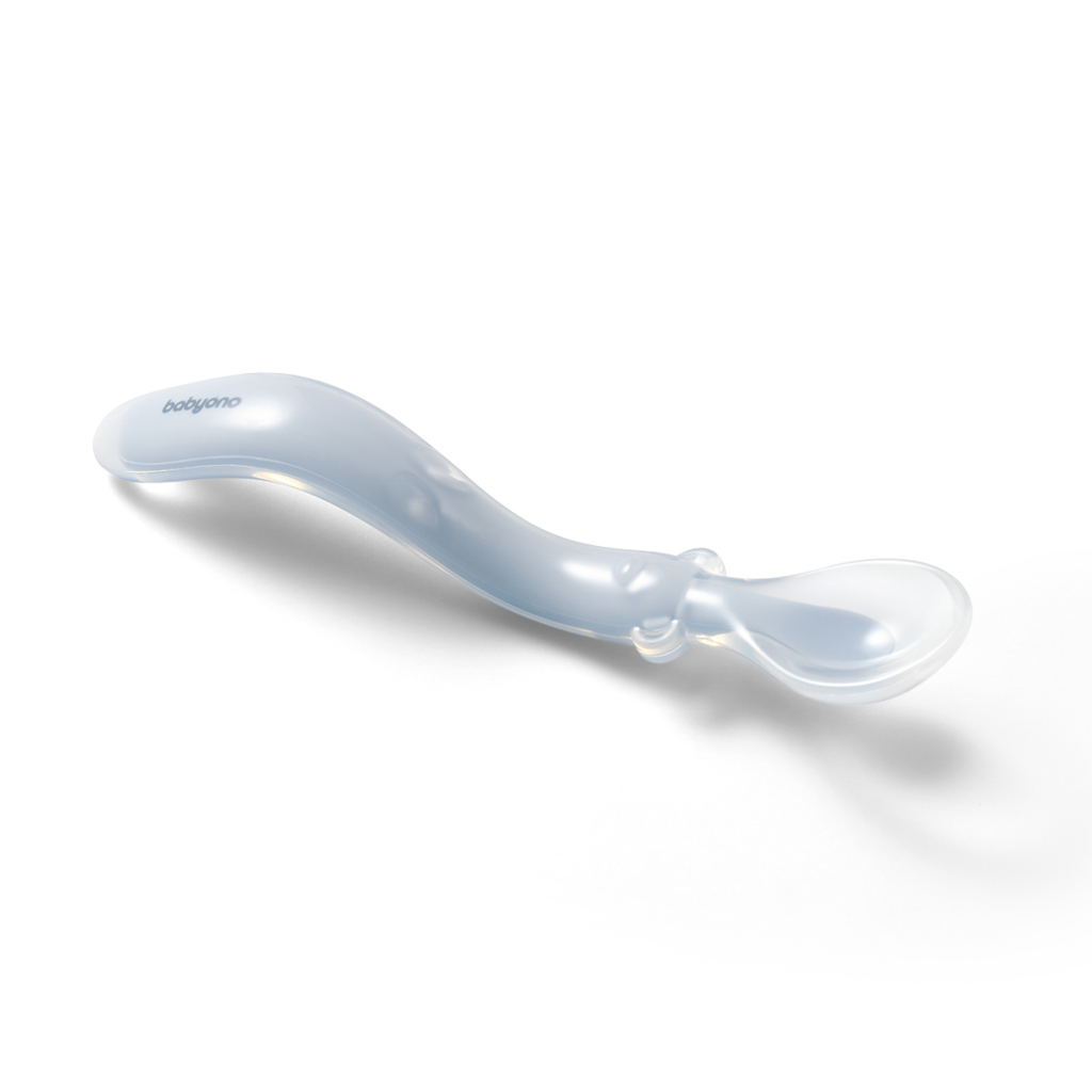 BABYONO Lyžička silikónová Blue 6m+