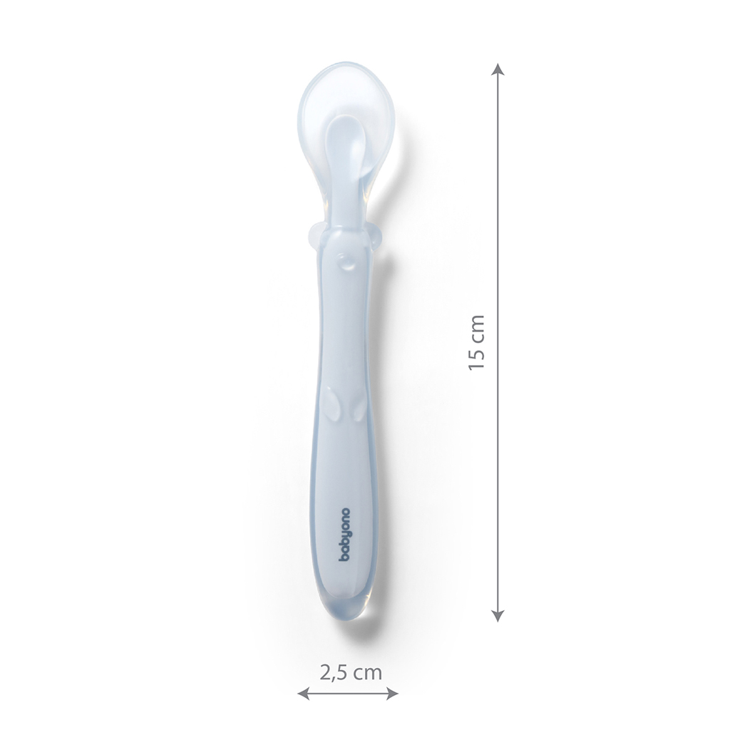 BABYONO Lyžička silikónová Blue 6m+