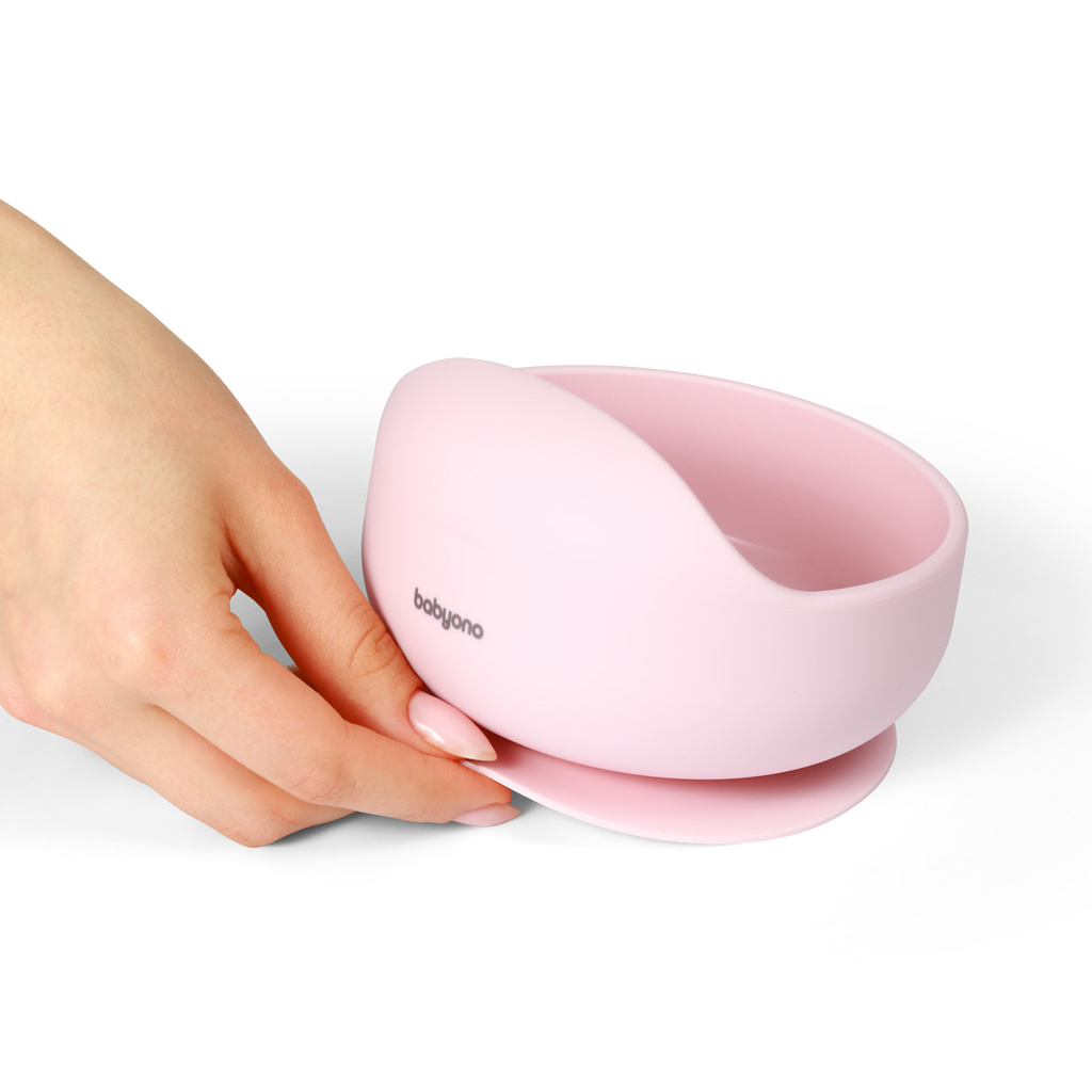 BABYONO Miska silikónová s prísavkou Pink 6m+