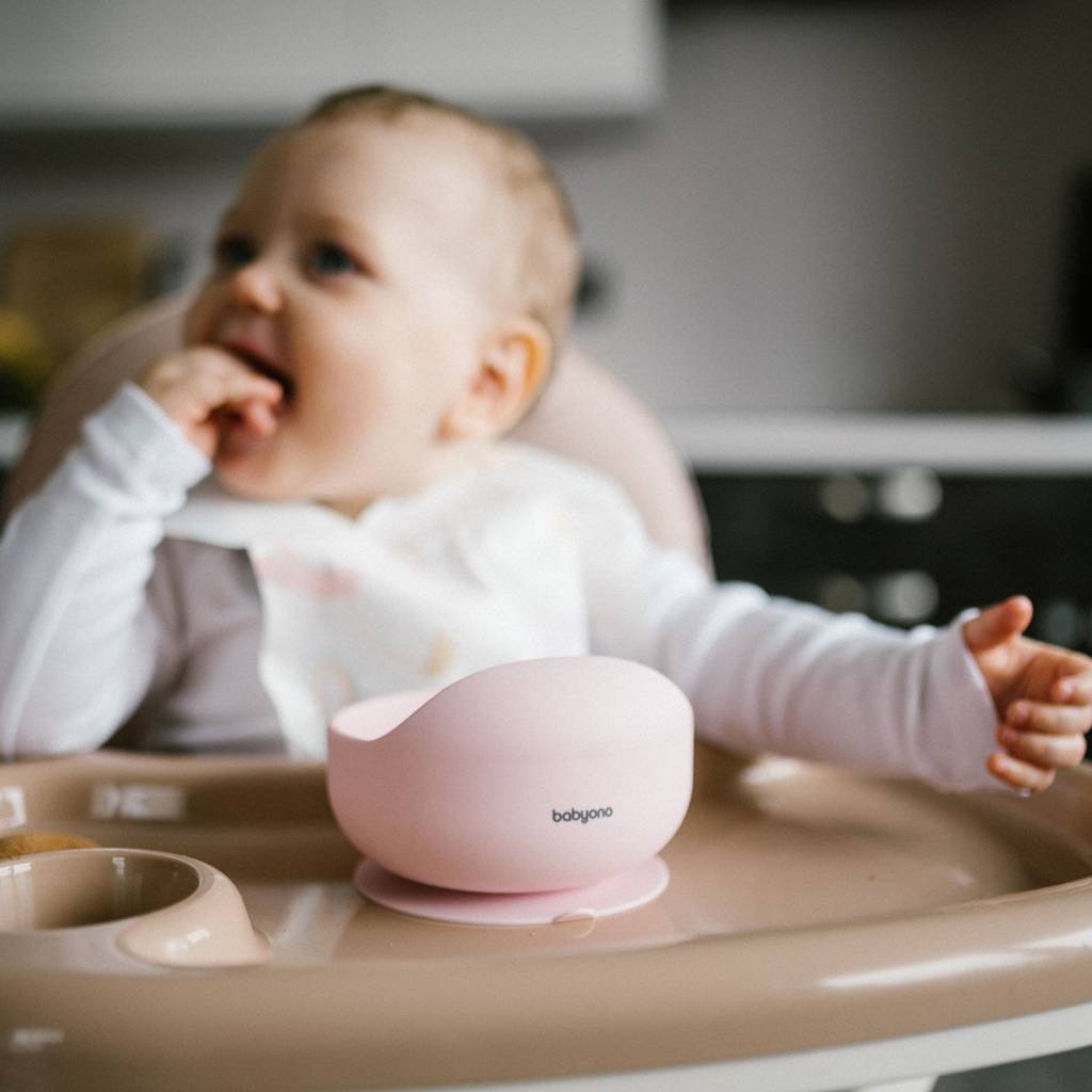 BABYONO Miska silikónová s prísavkou Pink 6m+
