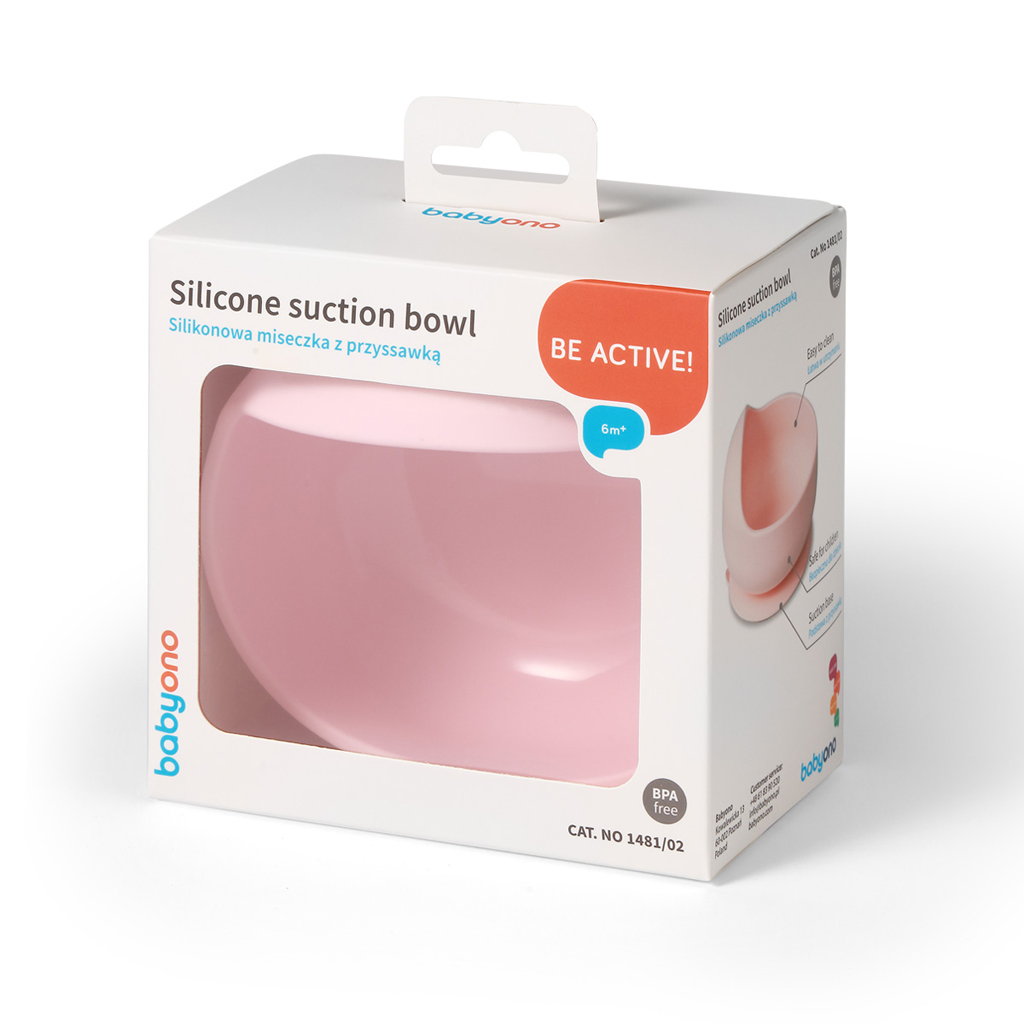 BABYONO Miska silikónová s prísavkou Pink 6m+