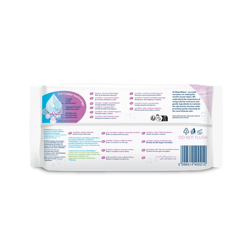 WATERWIPES Obrúsky vlhčené Body&amp;Intimate 30 ks 