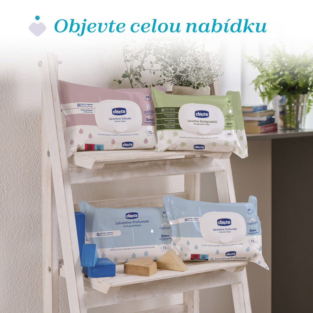 CHICCO Detské vlhčené obrúsky jemne parfumované 72 ks