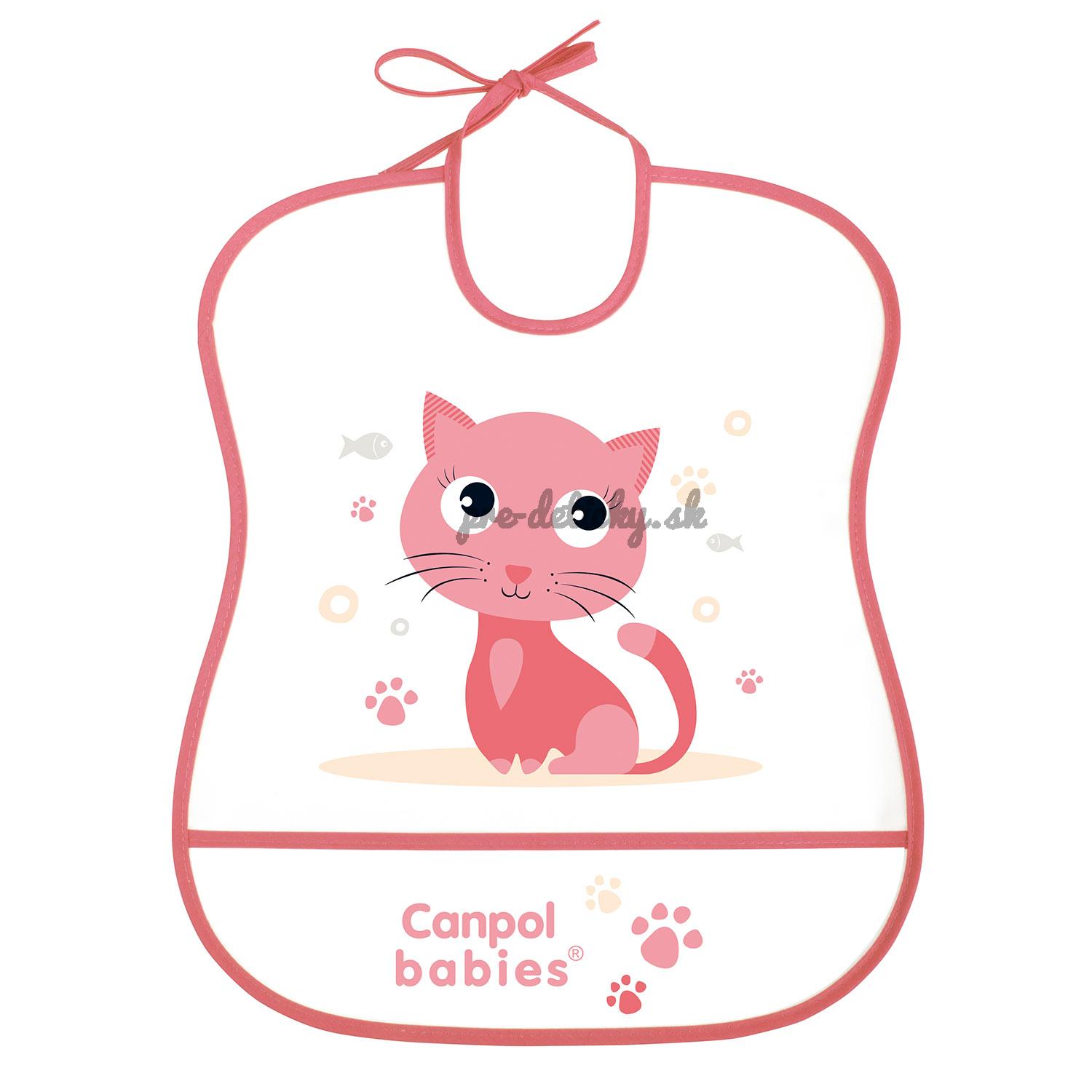 Canpol babies Podbradník Cute animals plastový mäkký ružový