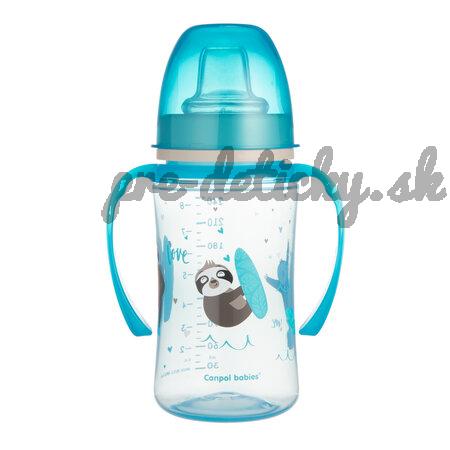 Canpol babies Silikónový cvičný pohár EasyStart 240 ml PP EXOTIC ANIMALS modrý