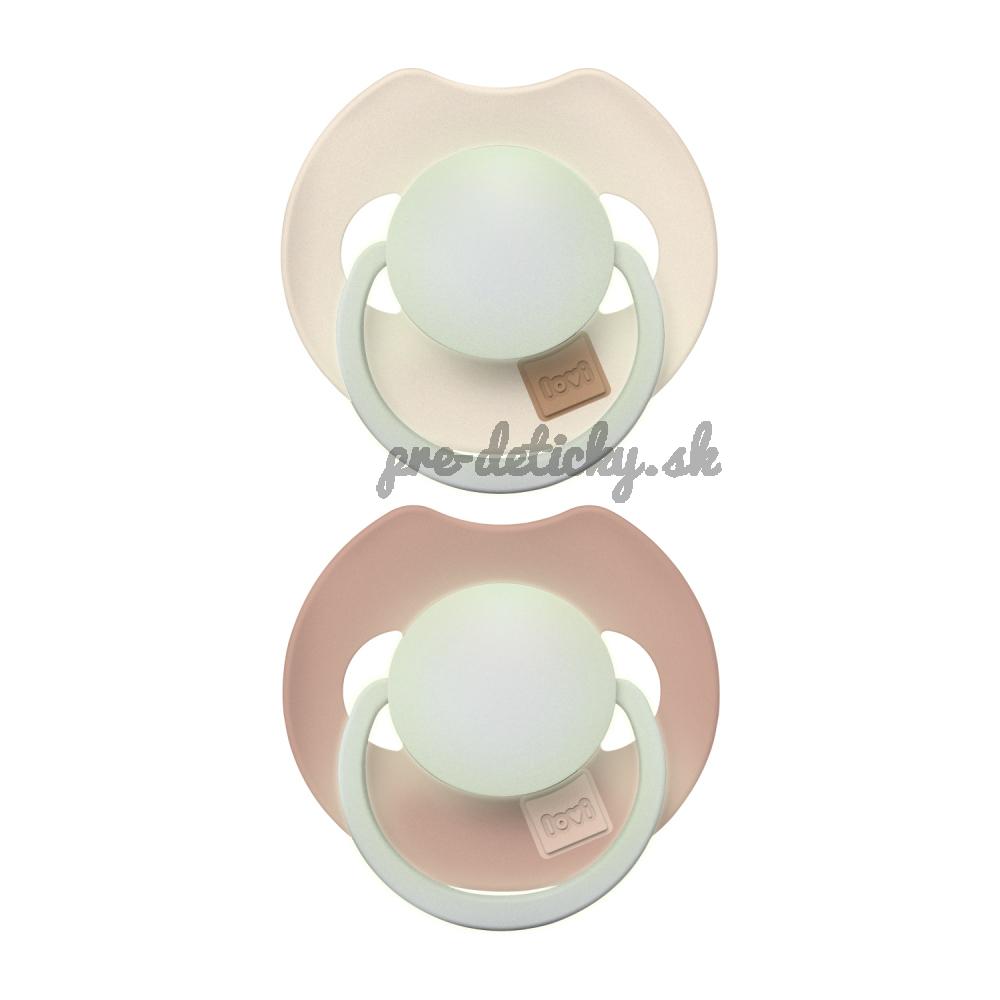 LOVI Cumlík svietiaci silikónový dynamický Prime 18m+ 2ks Ivory/Blush