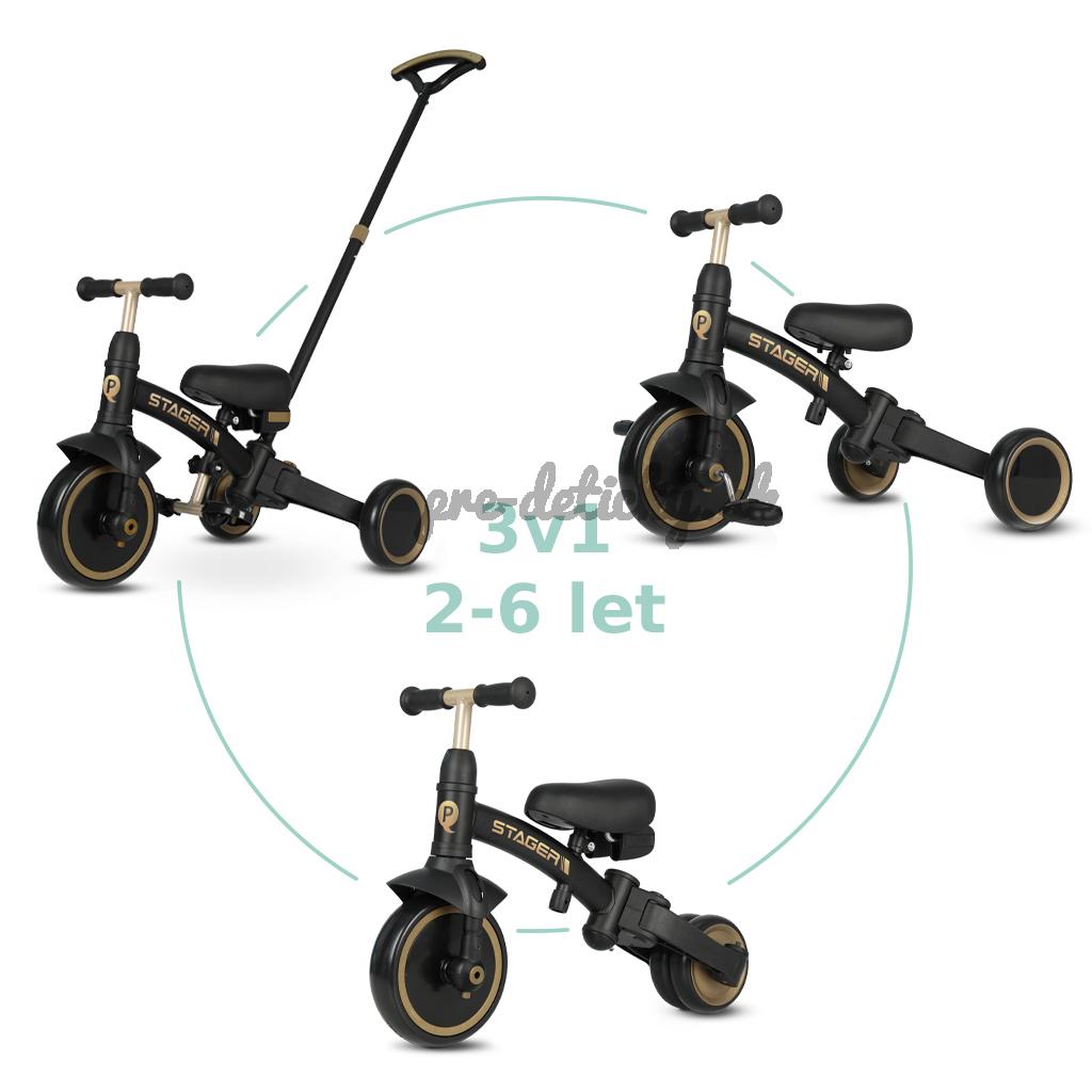 QPLAY Trojkolka Stager 3v1 Platinum, 2-6 rokov