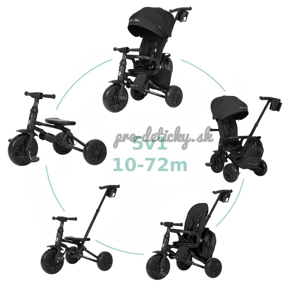 QPLAY Trojkolka Nova Max 5v1 Black, 10-72 mesiacov