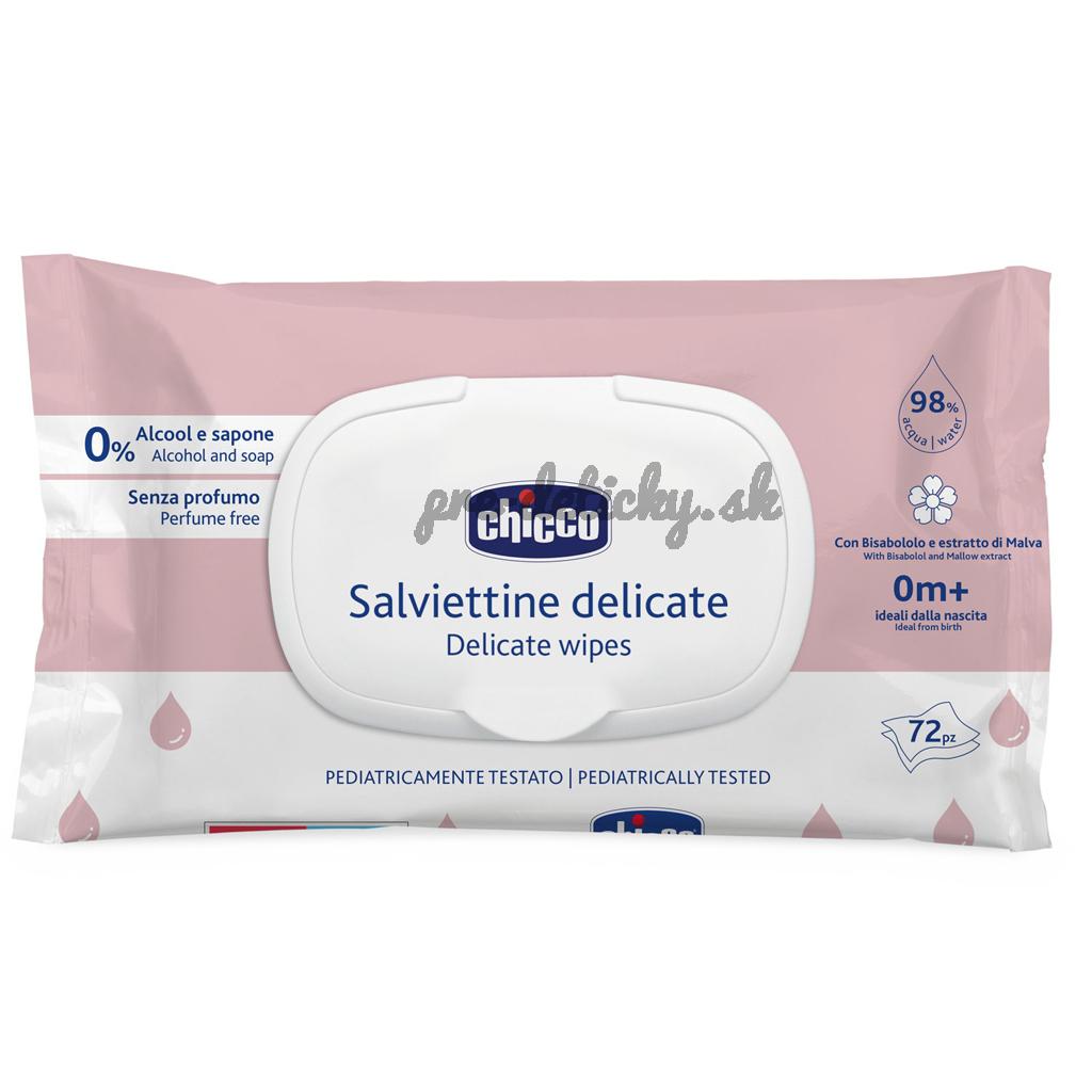 CHICCO Detské vlhčené obrúsky Delicate s harmančekom 72 ks