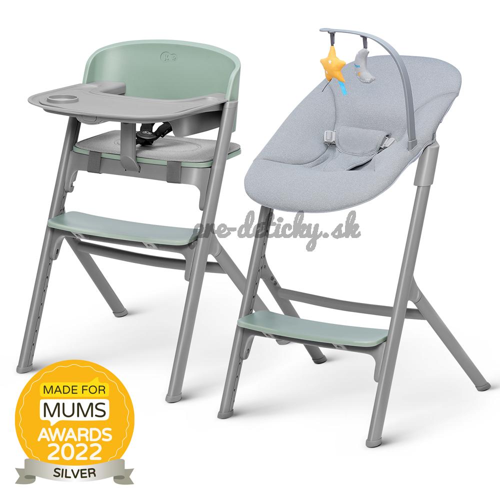 KINDERKRAFT SELECT Set jedálenská stolička Livy Olive Green + lehátko Calmee, Premium