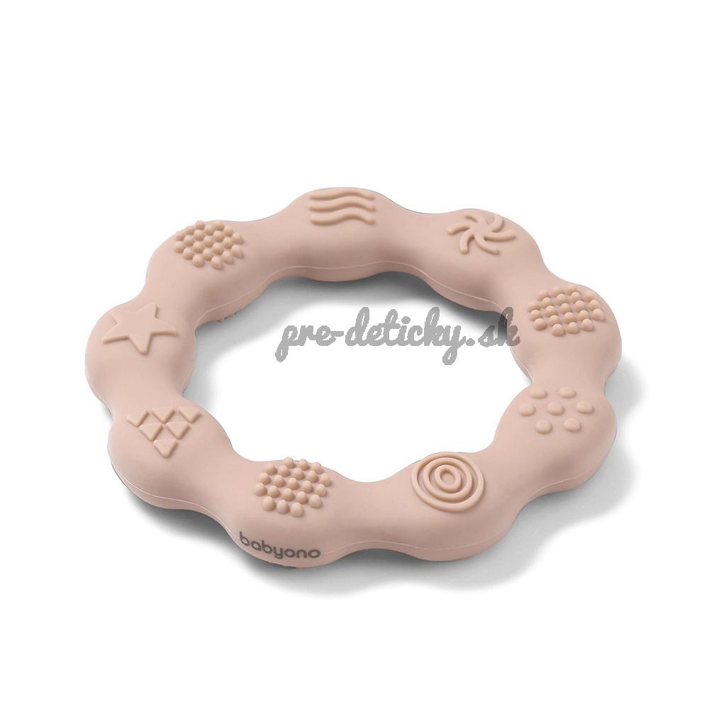 BABYONO Hryzátko silikónové Krúžok Beige